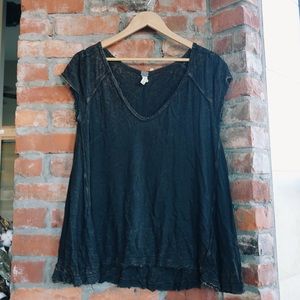 Free People *We the Free* Distressed Black Tee